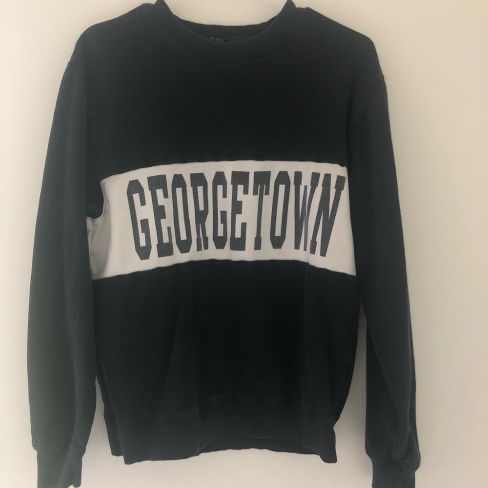 Dark blue and white “Georgetown” crewneck